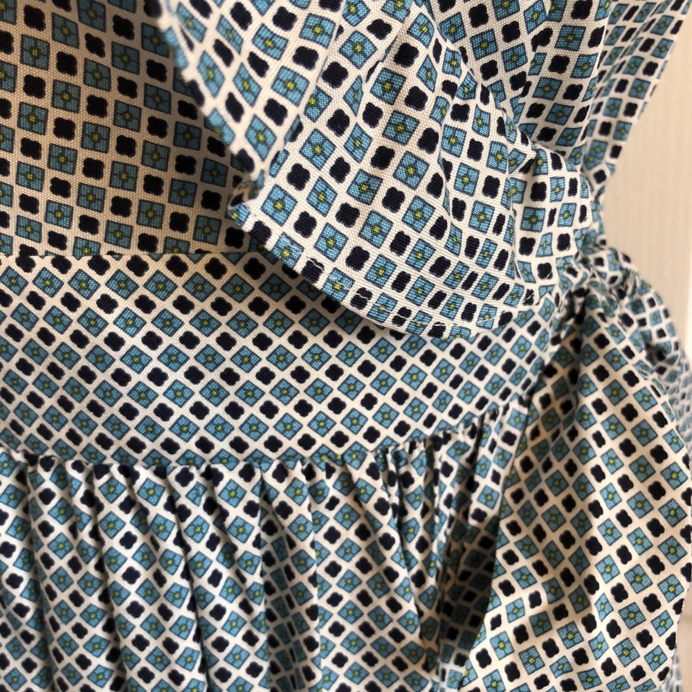 J. Crew blue patterned vintage style silk dress - Picture 3 of 4